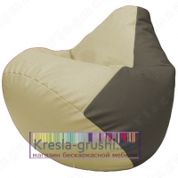 Бескаркасное кресло мешок Груша Г2.3-1017 (светло-бежевый, серый)